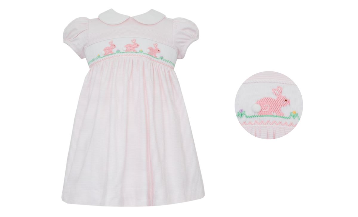 Girl's Bunny Pink Knit Stripe Dress