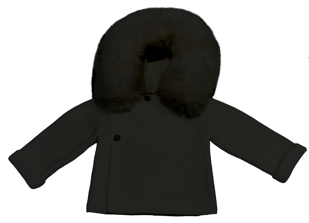 Knit Jacket with Removable Faux Fur