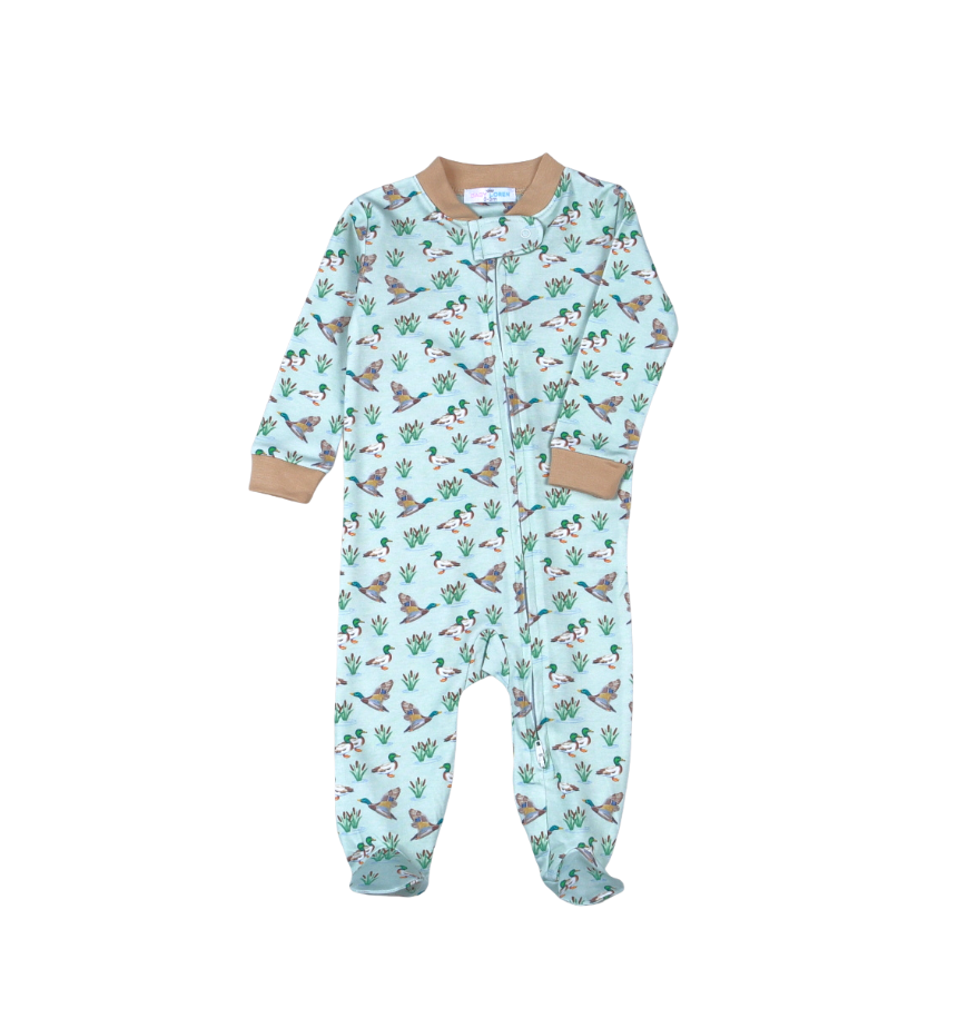 Mallard Ducks Pima Boy Zipper Footie