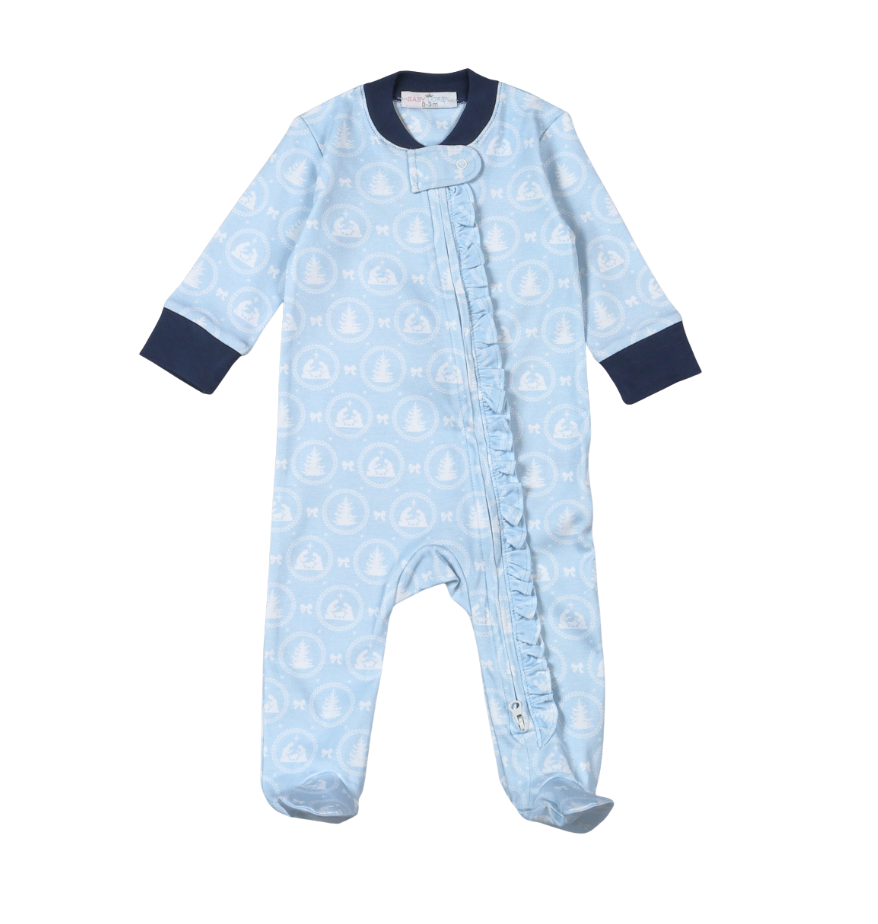 Holy Night Pima Girl Zipper Footie