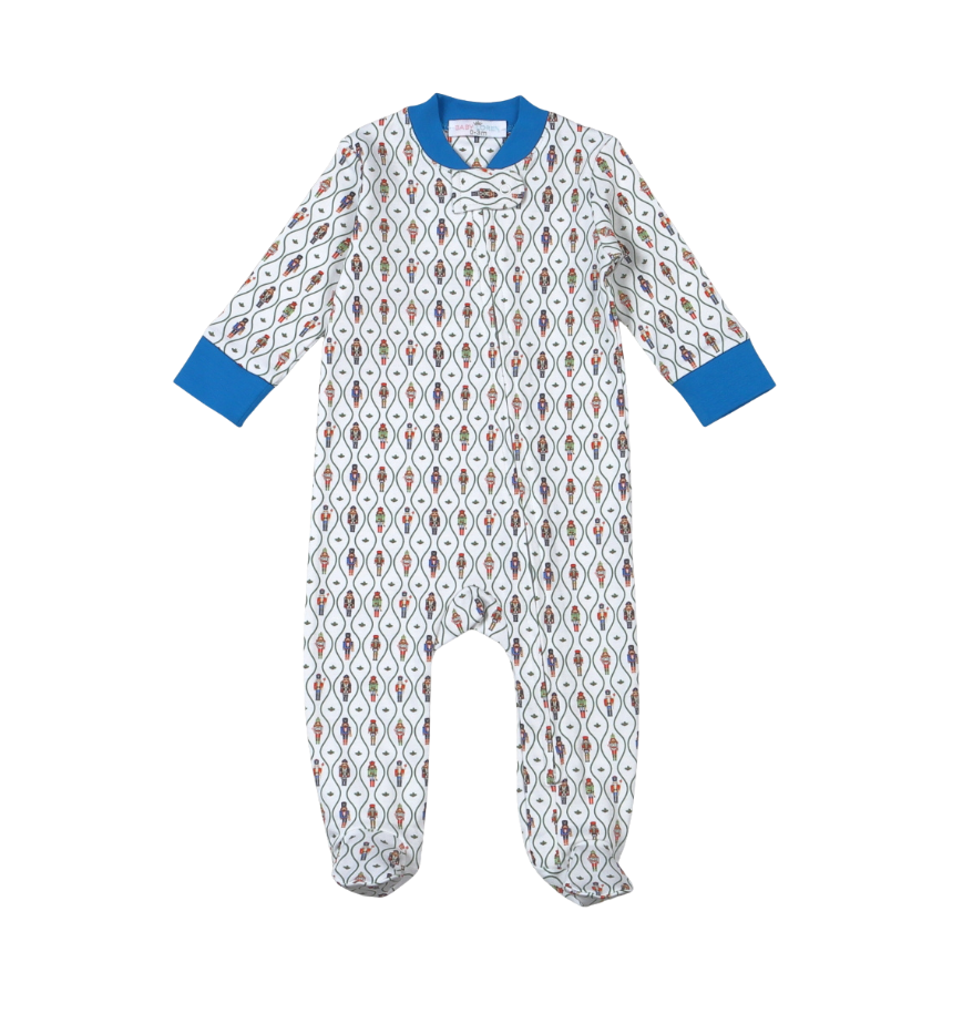 Blue Nutcracker Pima Zipper Footie