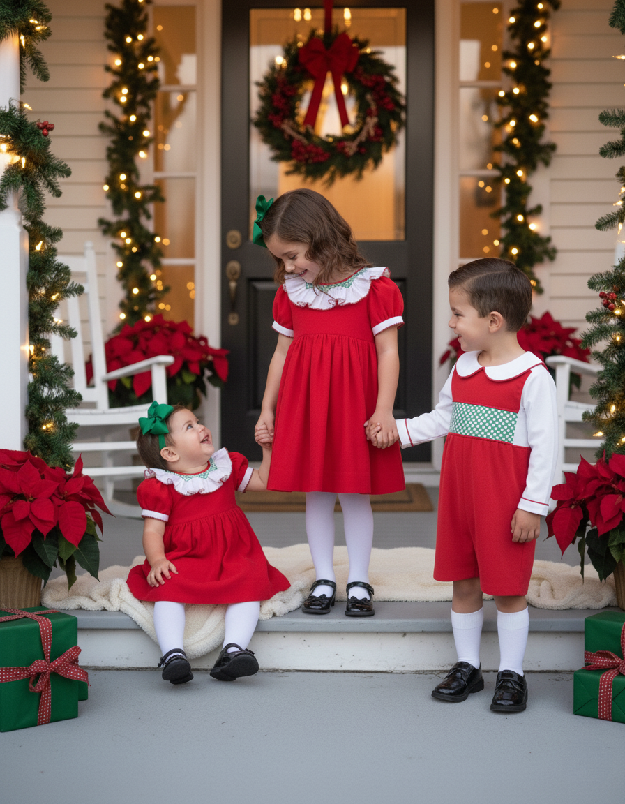 Mistletoe Moments Smocked Corduroy Dress and Bloomer Set