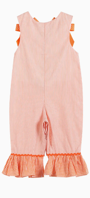 Orange Pinstripe Pumpkin & Bows Playsuit
