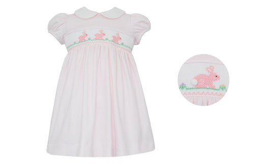 Girl's Bunny Pink Knit Stripe Dress
