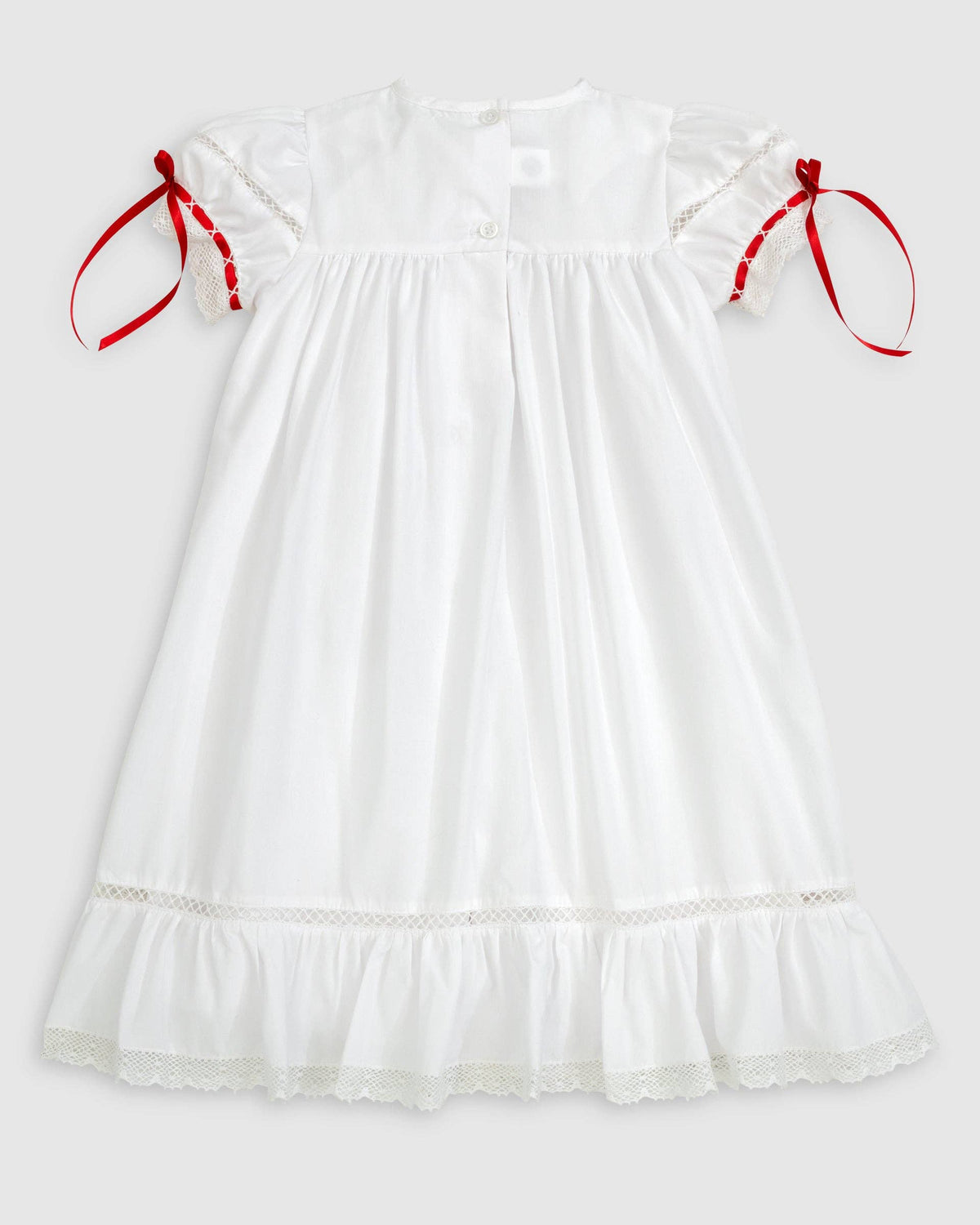 Gilded Noel Holiday Christmas Hand Embroidered White Heirloom Portrait Dress