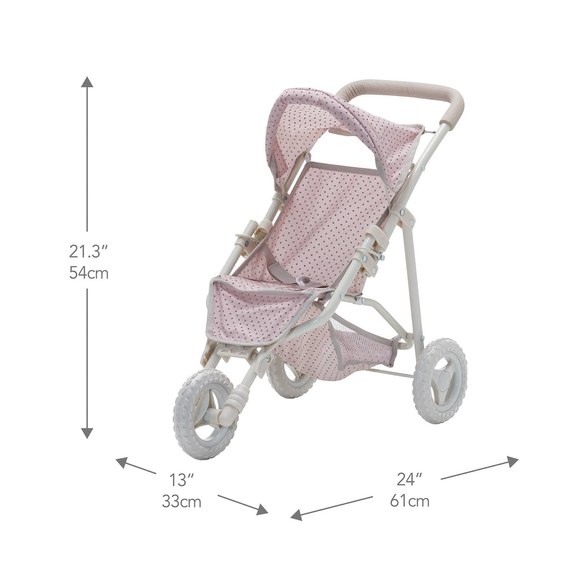 Polka Dots Princess Baby Doll Jogging Stroller - Pink & Grey