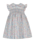 Caroline-Pink & Blue Liberty Floral Sleeveless Dress w/Collar