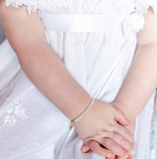 Kids 14K Gold-Plated Pearl Baby Bracelet Children's Jewelry