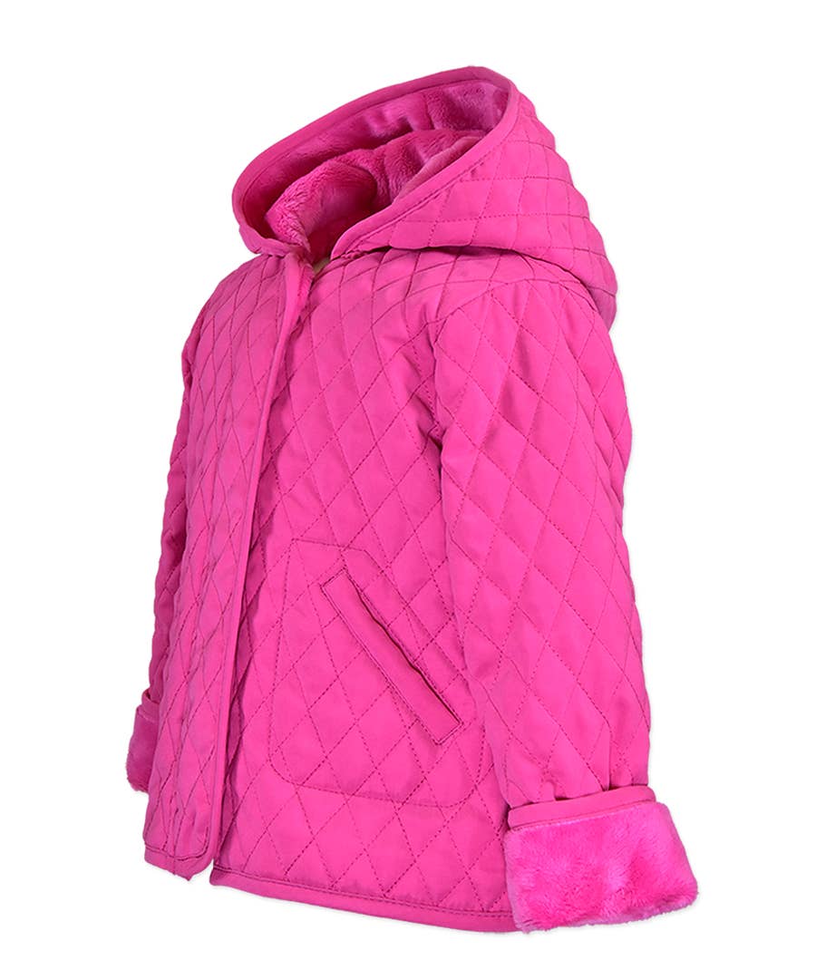 Widgeon Girls Hooded Quilted Barn Jacket lined w/faux fur