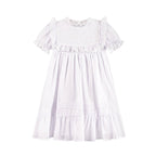 White Voile & Lace Tea Length Wedding Dress