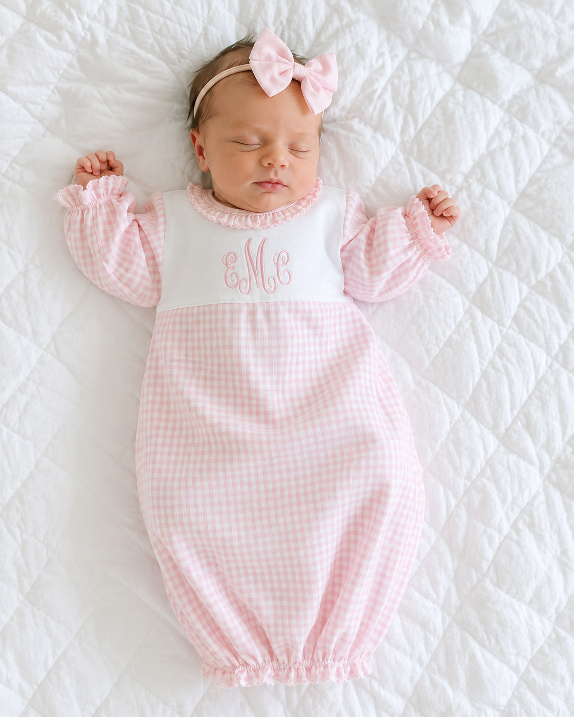 Baby Girl's "Pink Checks" Pima Cotton Gown