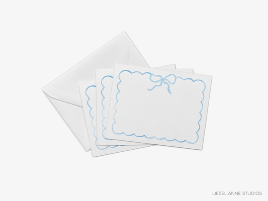 Light Blue Bow Flat Notecards [Sets of 8]