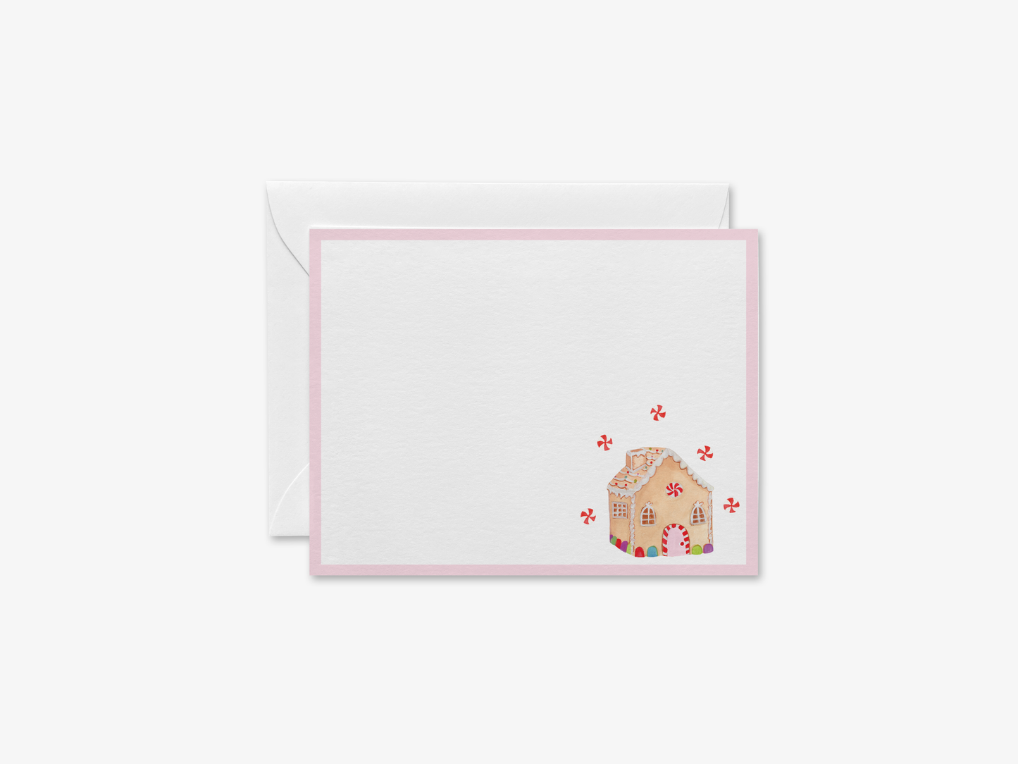 Gingerbread House Holiday Flat Notecards [Sets of 8]
