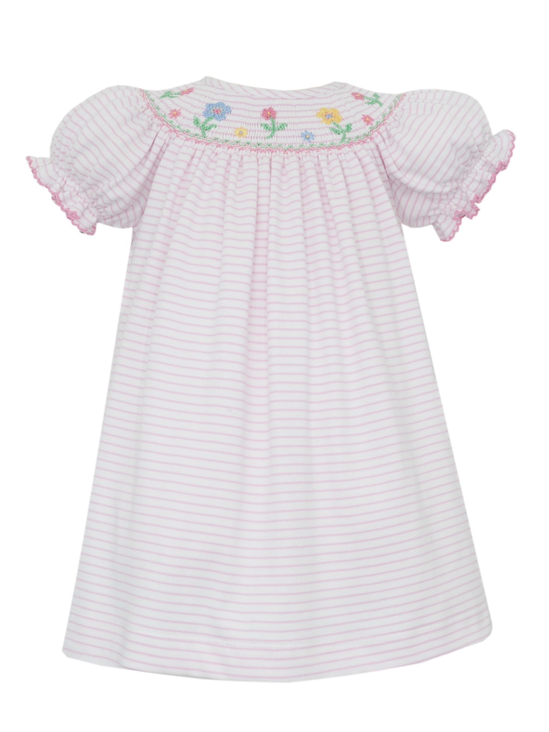 Flowers-Pink knit stripe angel wing bishop