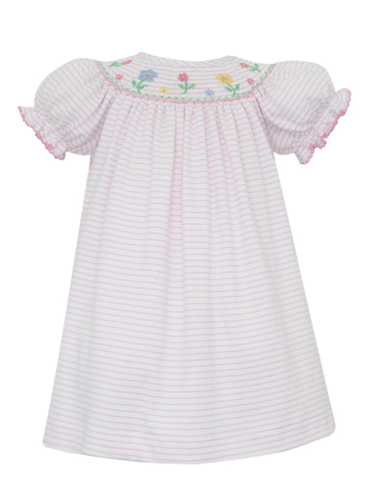 Flowers-Pink knit stripe angel wing bishop