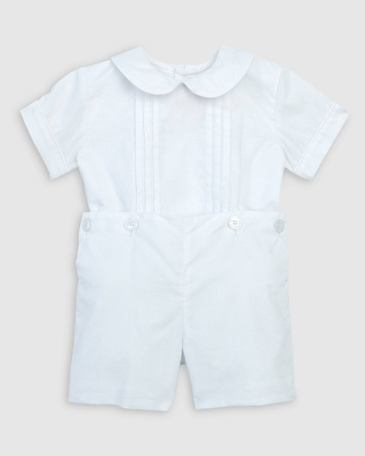 Boys White Heirloom Button-on Shorts Set