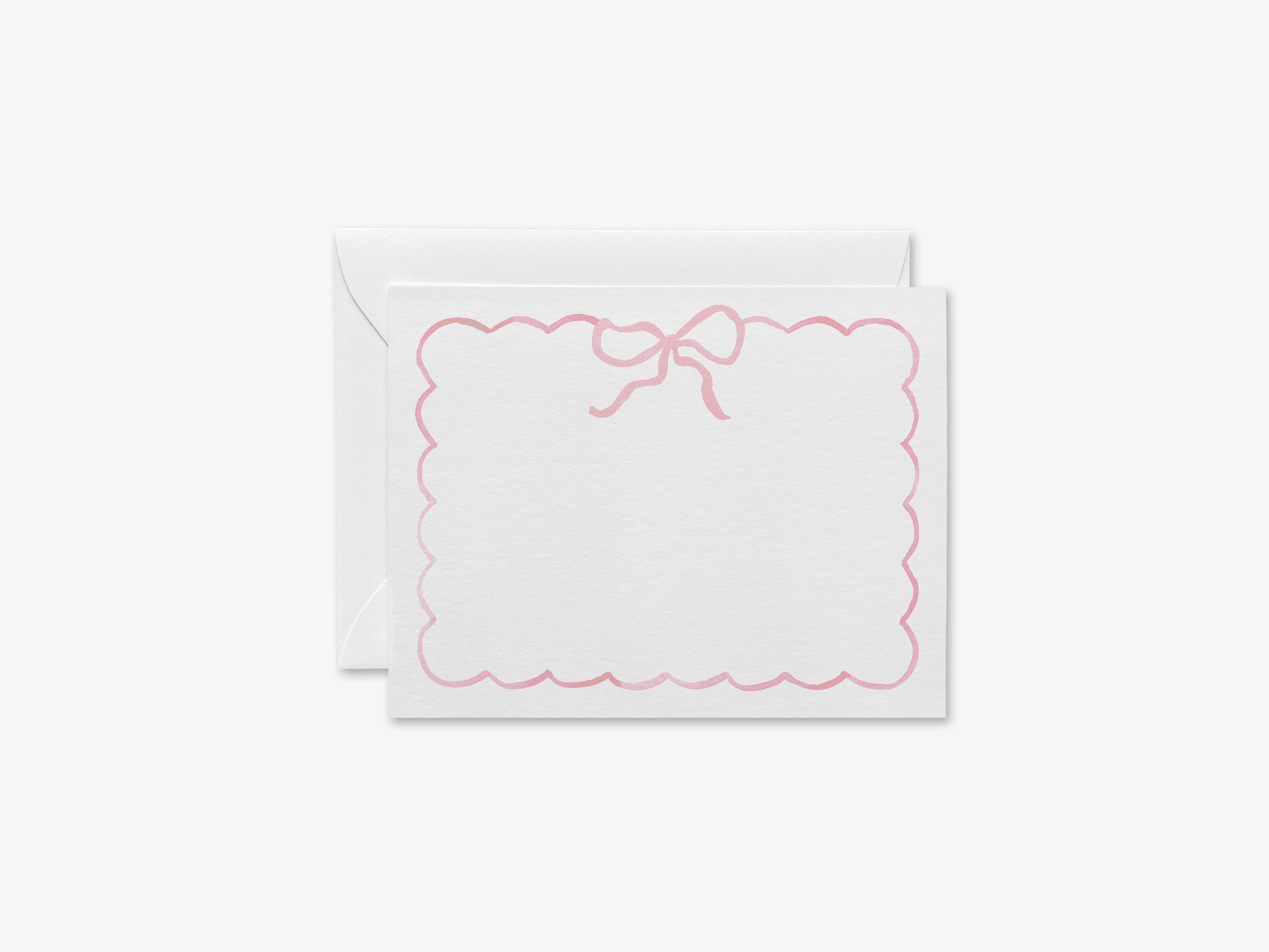 Light Pink Bow Flat Notecards [Sets of 8]