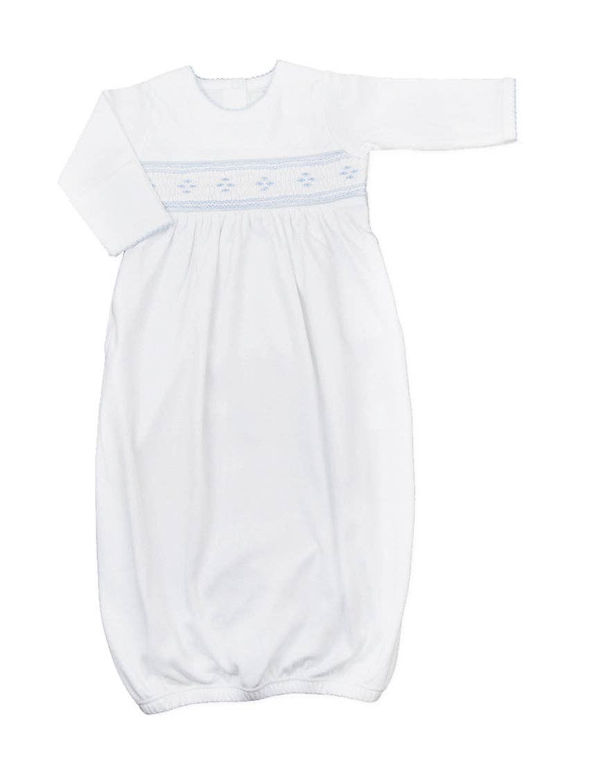 Hand Smocked White Pima Cotton Boy's Daygown