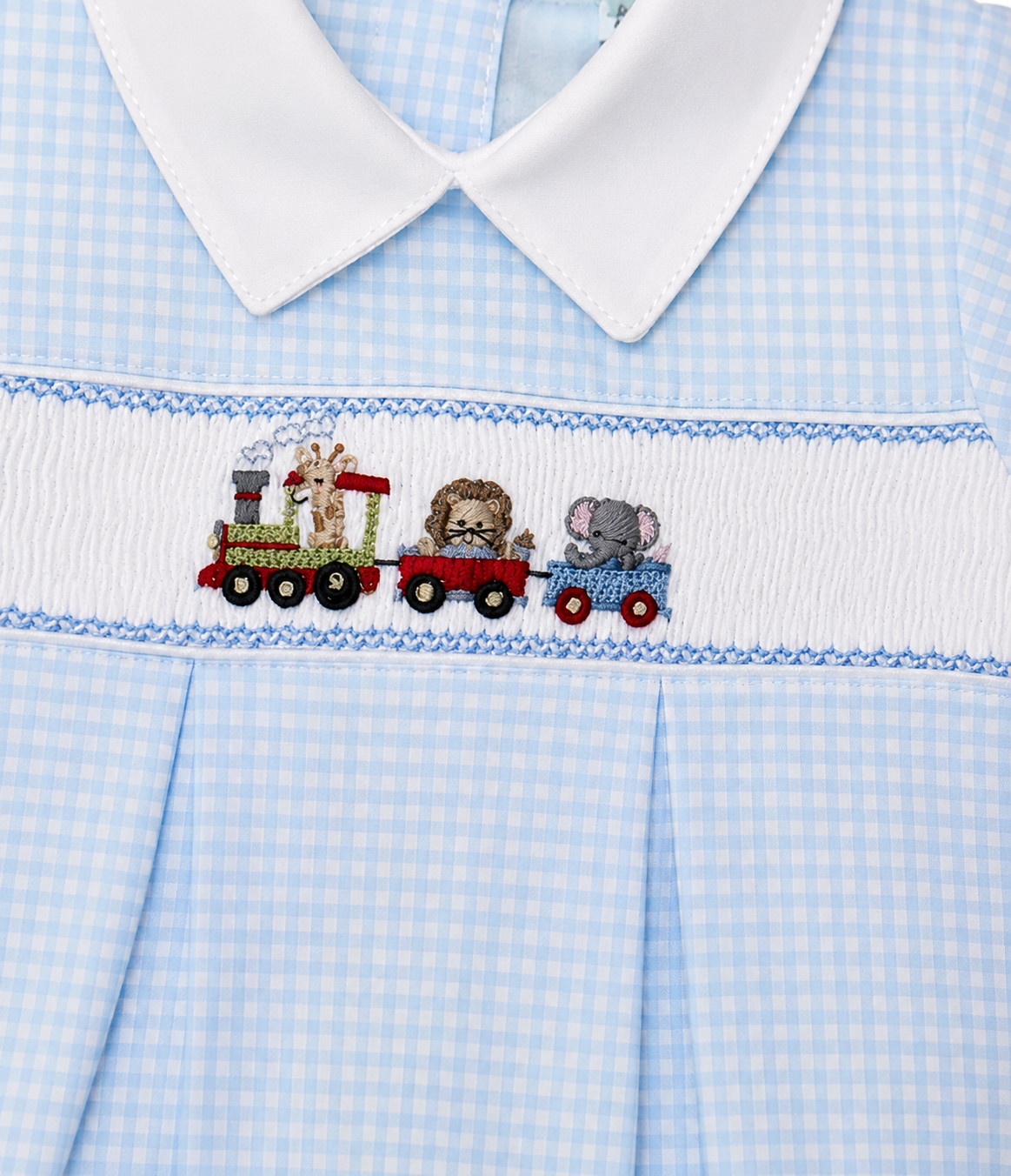 Animal Train Baby Boy Smocked Bubble