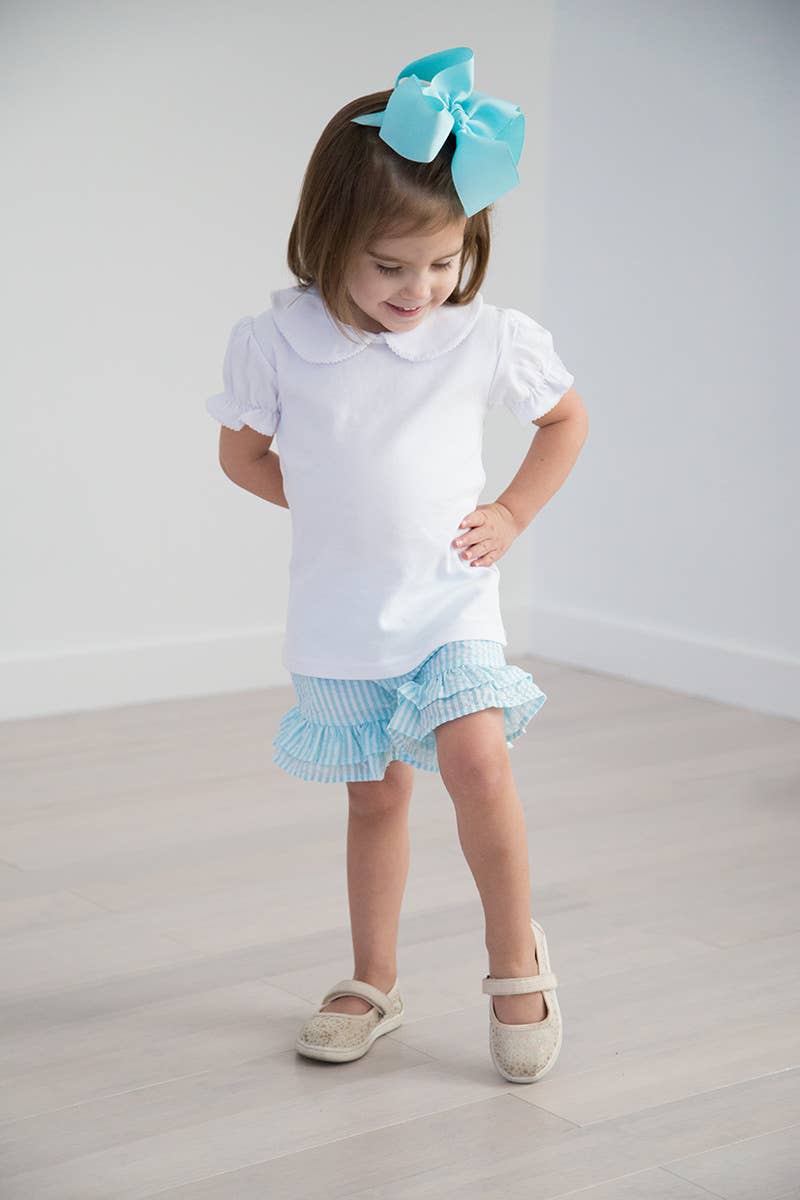 Girls short Sleeve Peter Pan Collar Shirt - White