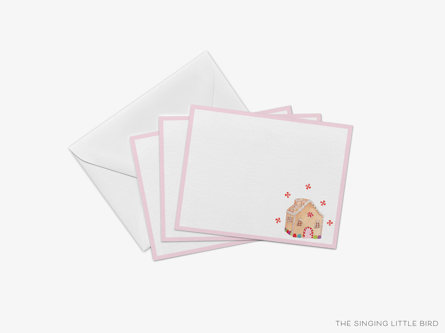 Gingerbread House Holiday Flat Notecards [Sets of 8]