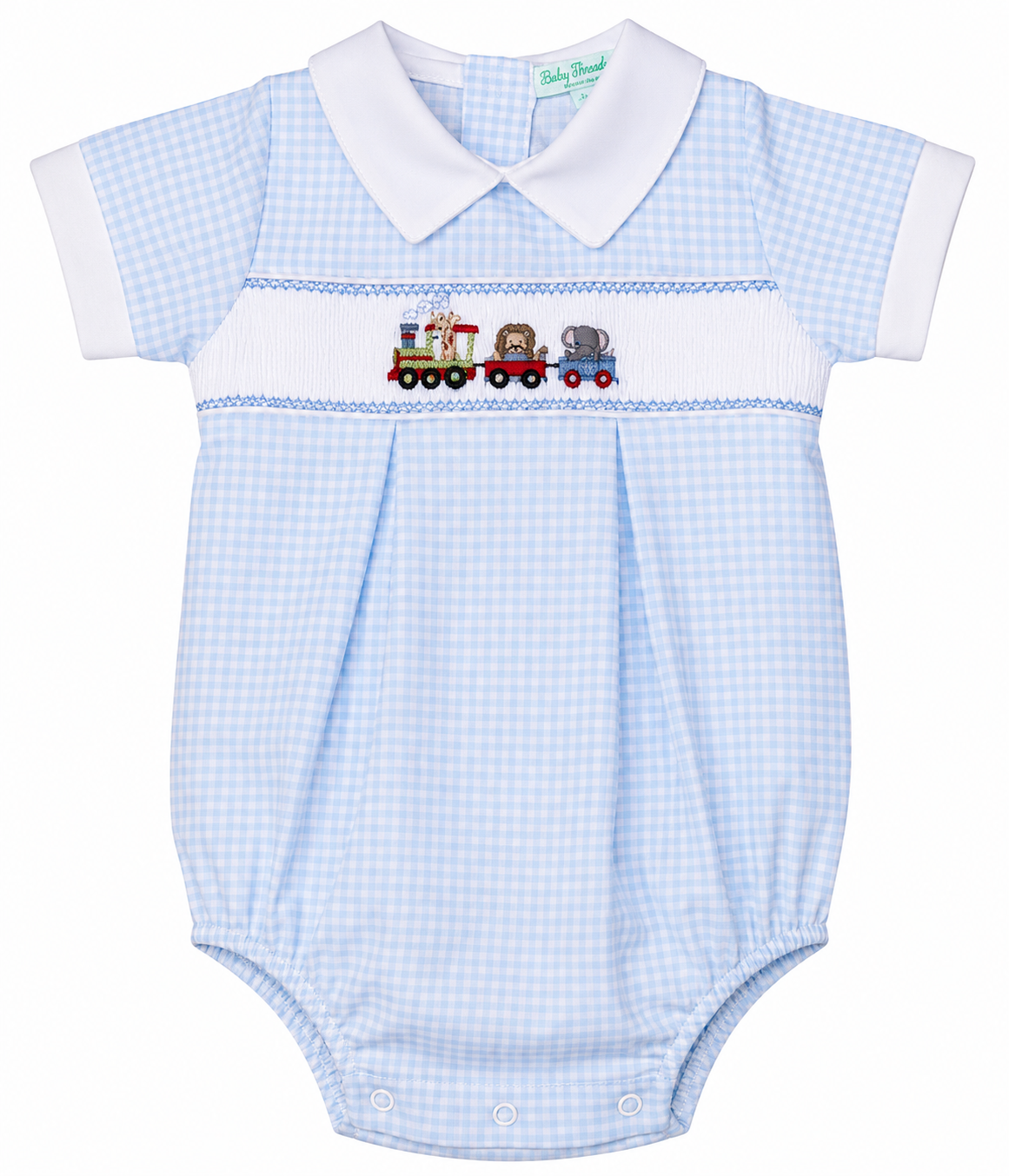 Animal Train Baby Boy Smocked Bubble