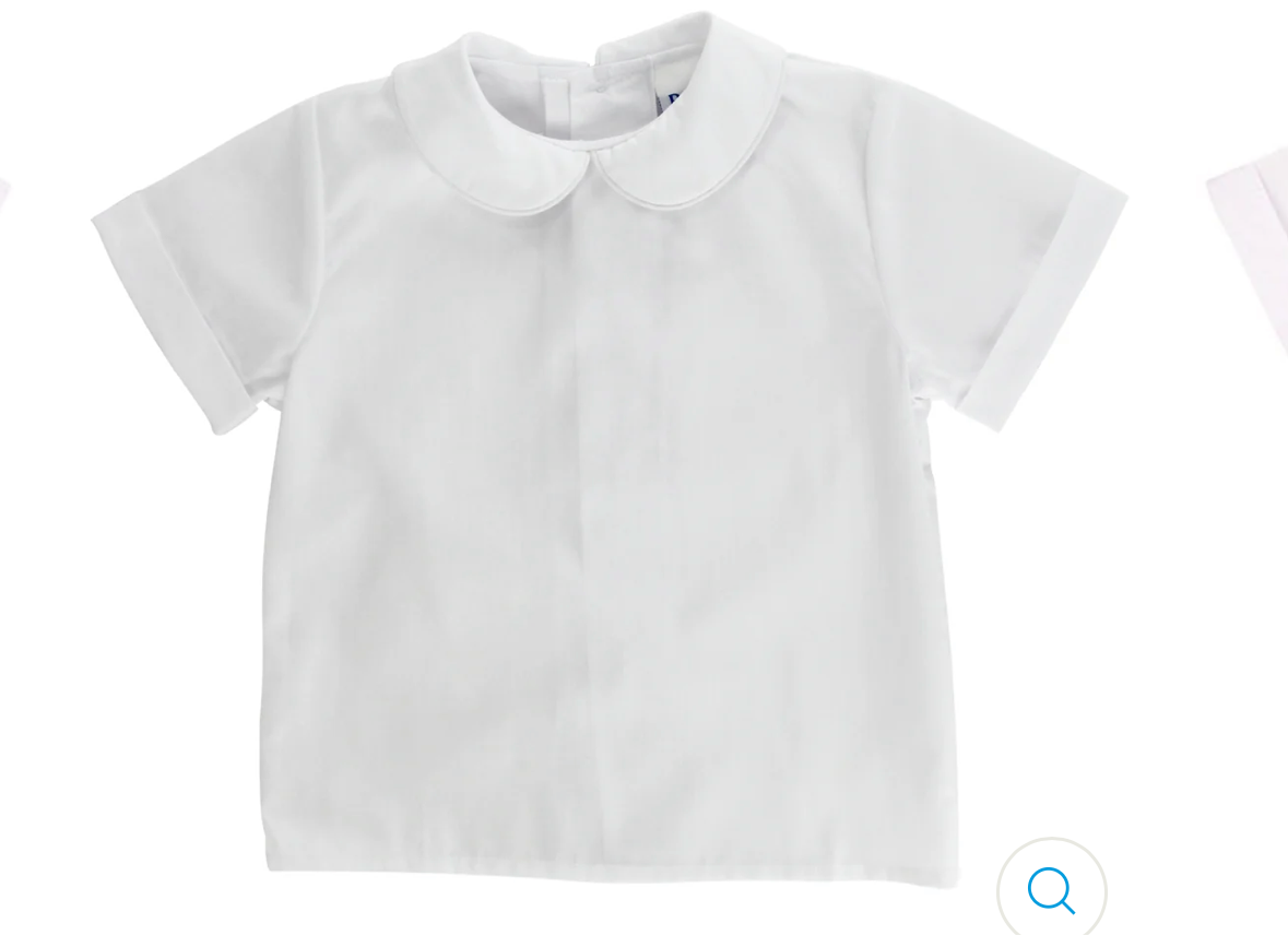 White Button Back Short Sleeve Piped Shirt- Boys
