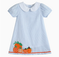 Light Blue Seersucker Pumpkin A-Line Dress