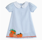 Light Blue Seersucker Pumpkin A-Line Dress