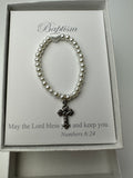 Baby Bracelet- String Pearl with Silver Cross