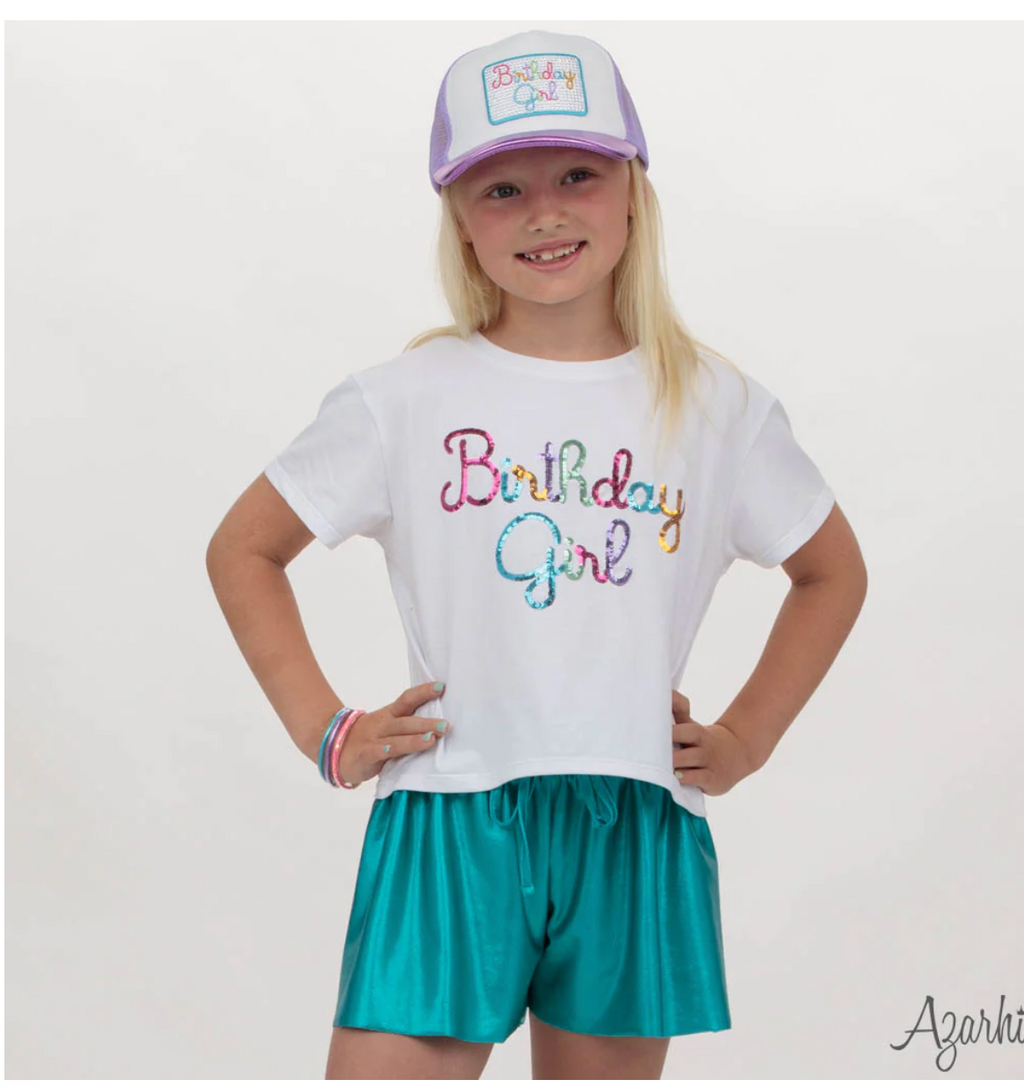 Birthday Girl in Sequin on White Boxy