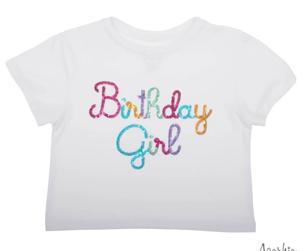 Birthday Girl in Sequin on White Boxy