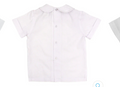 White Button Back Short Sleeve Piped Shirt- Boys