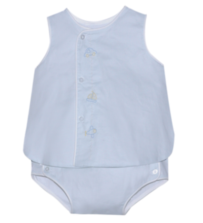 Blue Blanche Boy Diaper Set- Transportation