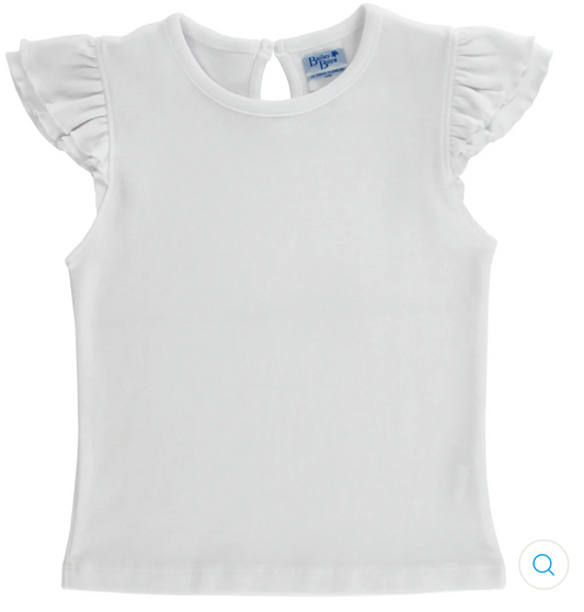White Ruffled Sleeve Tee