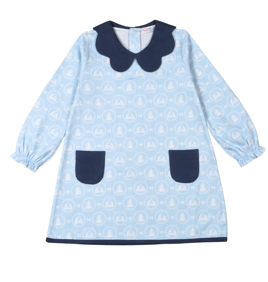 Holy Night Pima Girl Scallop Collar Dress