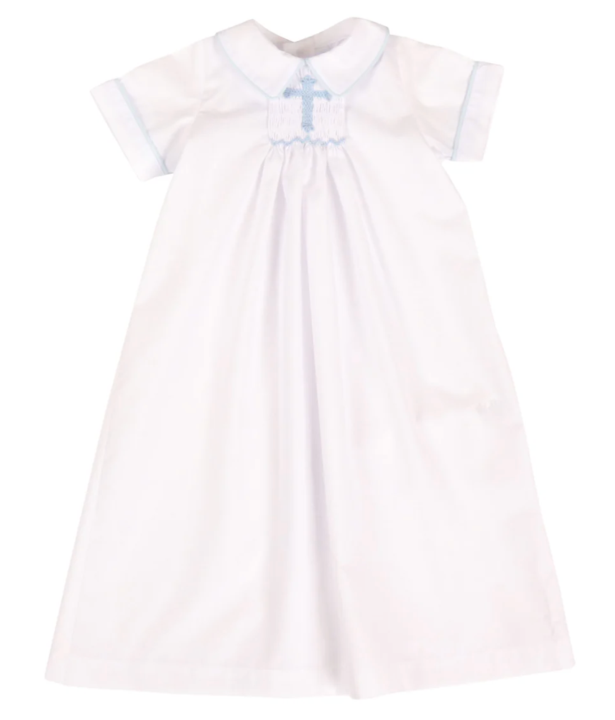 Haven Daygown w/Smocked blue cross and Diaper Cover