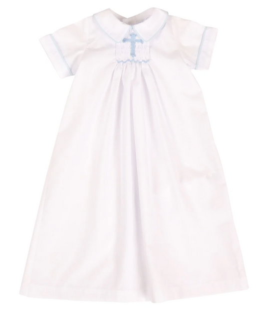 Haven Daygown w/Smocked blue cross and Diaper Cover