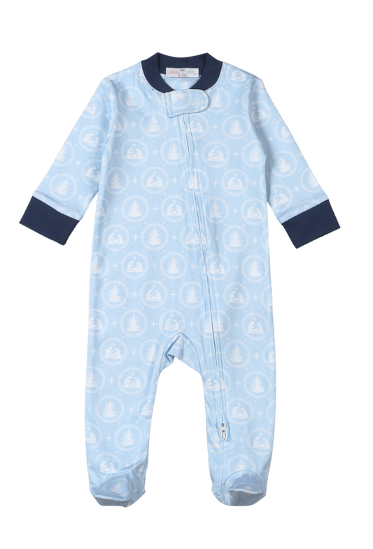 Holy Night Pima Zipper Footie
