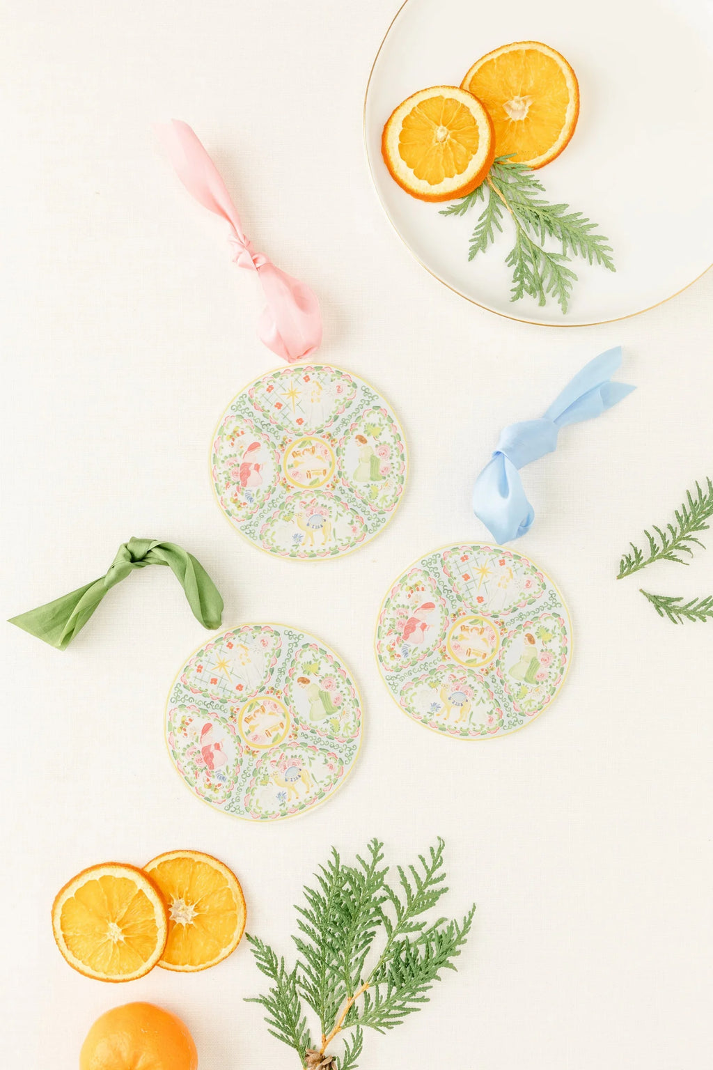 Rose Medallion Nativity Ornament