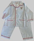 Blue PJs w/Red Trim and Embroidered Candy Canes