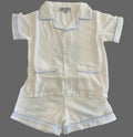 White w/ Blue Trim Short PJs
