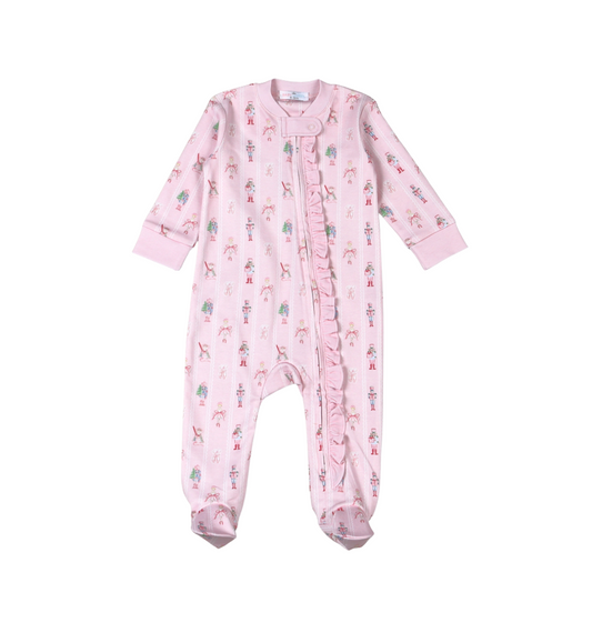 Pink Nutcracker Pima Zipper Footie