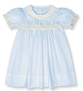 Paris Dress- Soft Blue w/Ecru Lace and ribbon