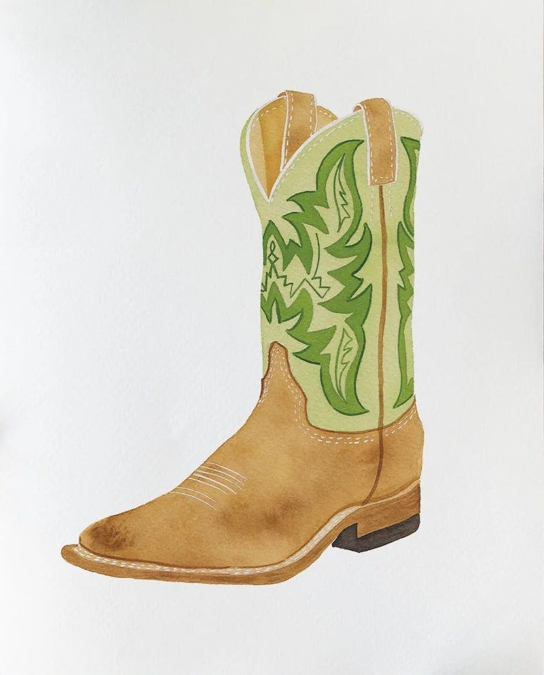 Cowboy Boot Art Print 8x10