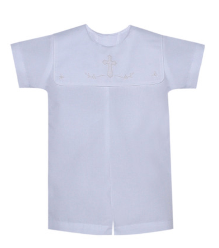 White Ellis Boy Romper-Cross