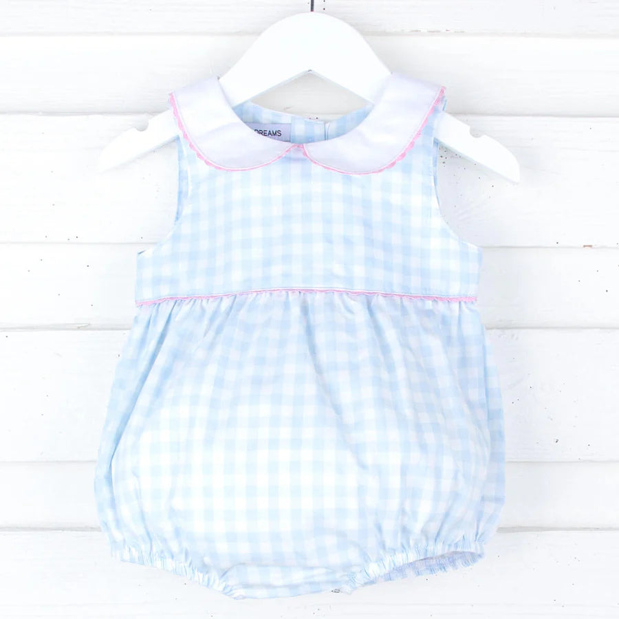 Blue Gingham w/ Pink Ric Rac Bubble