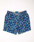 Boy's Cyclist Swim Trunks- School of Fish Navy