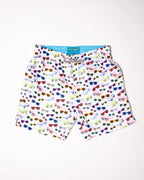 Men's Cyclist Liner Swim Trunks- Sunglasses White