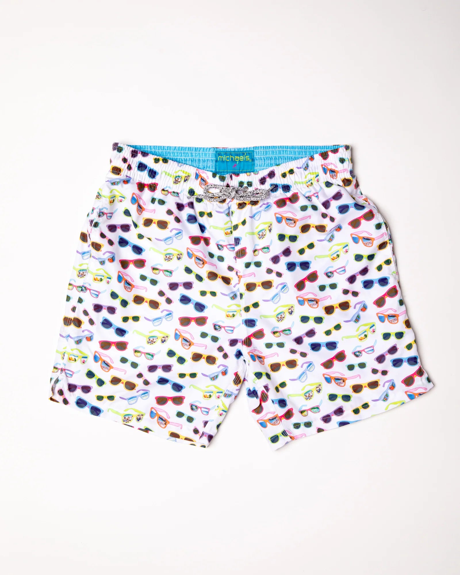 Boy's Cyclist Swim Trunks- Sunglasses White